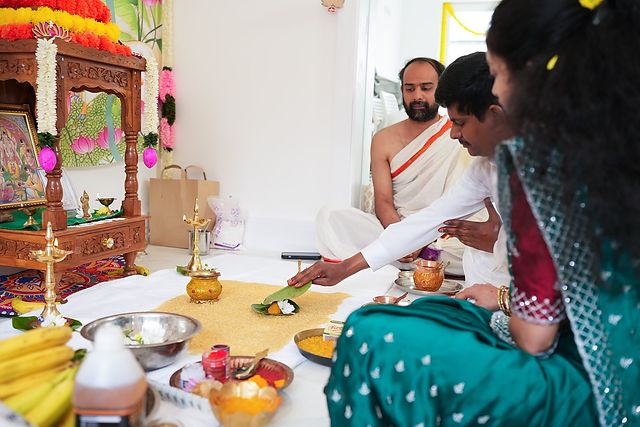 Pooja during a housewarming ceremony