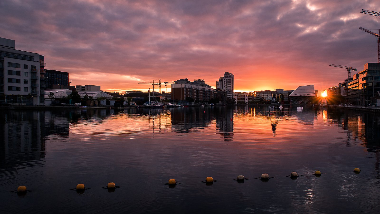 Grand Canal Dock at sunset, Dublin